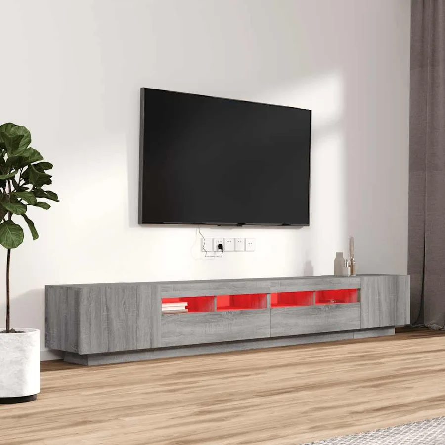 Ensemble de meubles TV avec lumières LED 3 pcs Sonoma gris - 3