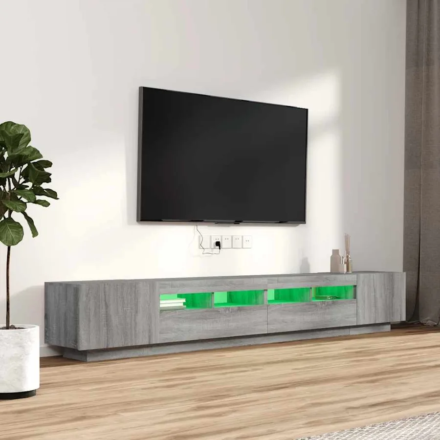 Ensemble de meubles TV avec lumières LED 3 pcs Sonoma gris - 4
