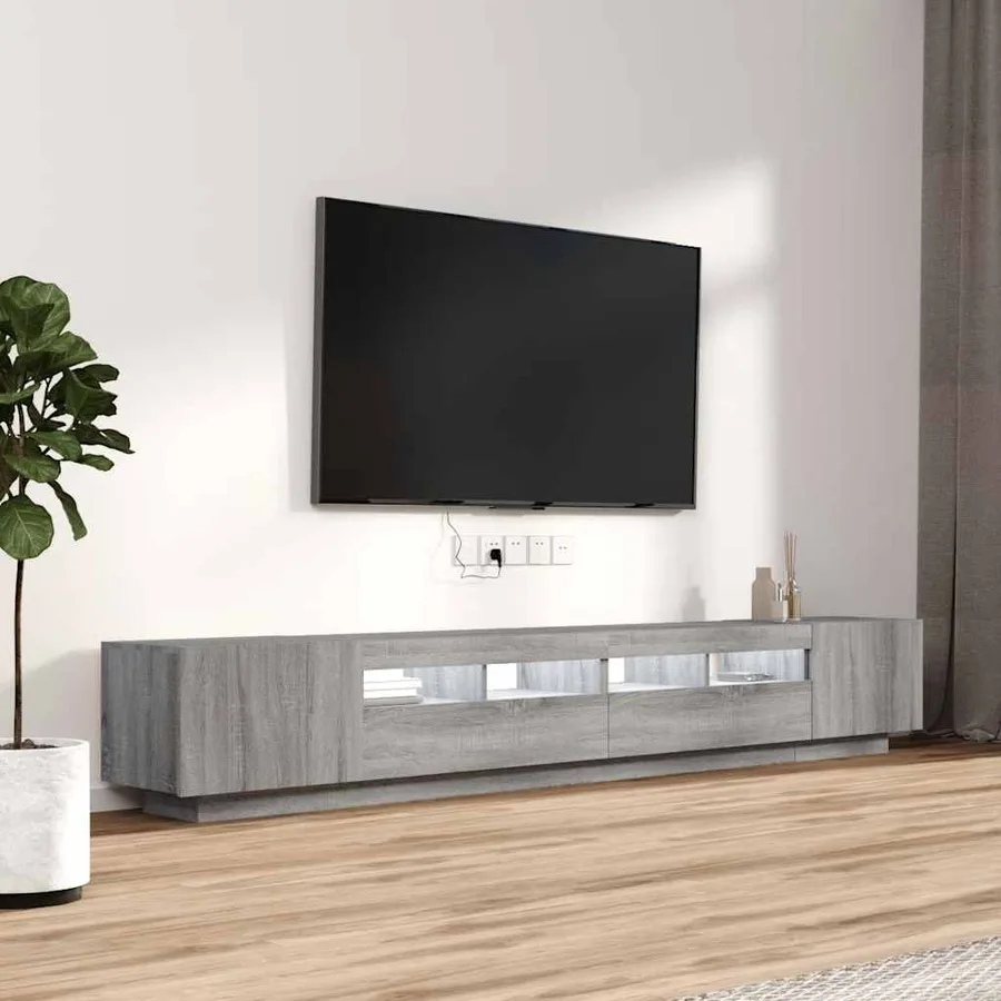 Ensemble de meubles TV avec lumières LED 3 pcs Sonoma gris - 5