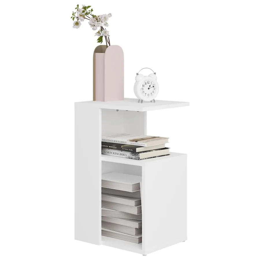 Table d'appoint Blanc 36x30x56 cm Bois d’ingénierie - 3