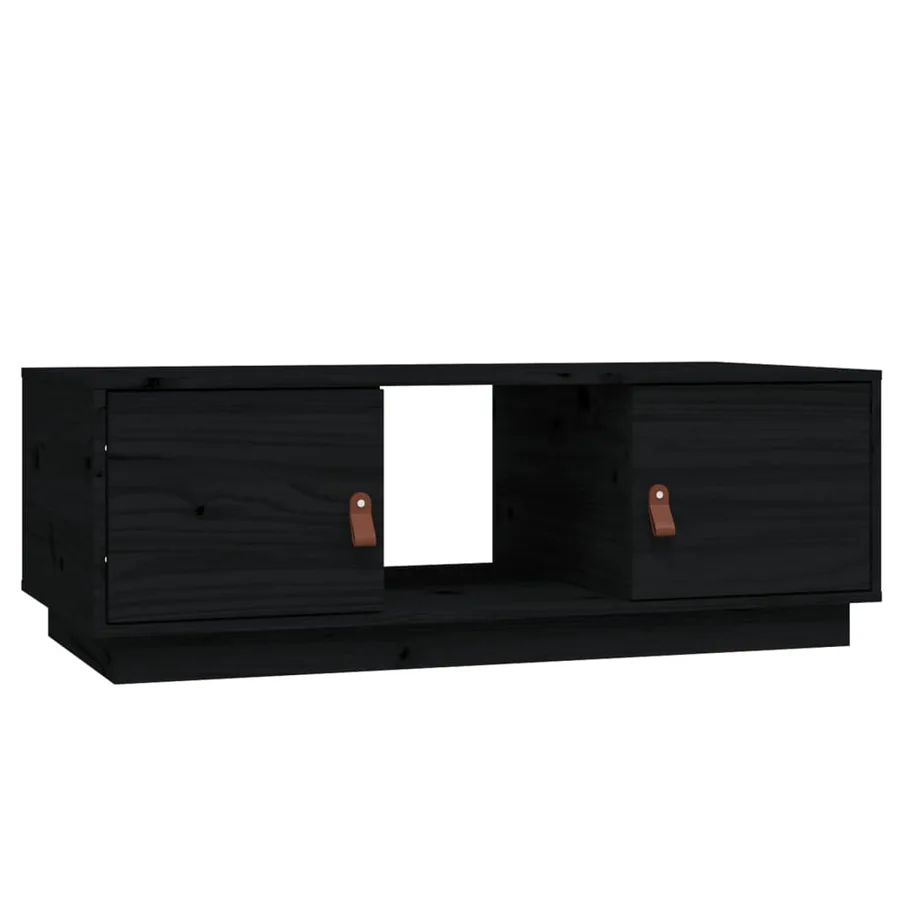 Table basse Noir 100x50x35 cm Bois massif de pin - 2
