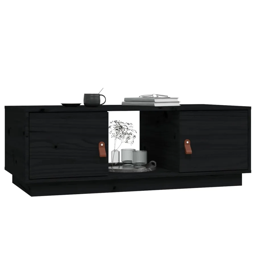 Table basse Noir 100x50x35 cm Bois massif de pin - 4
