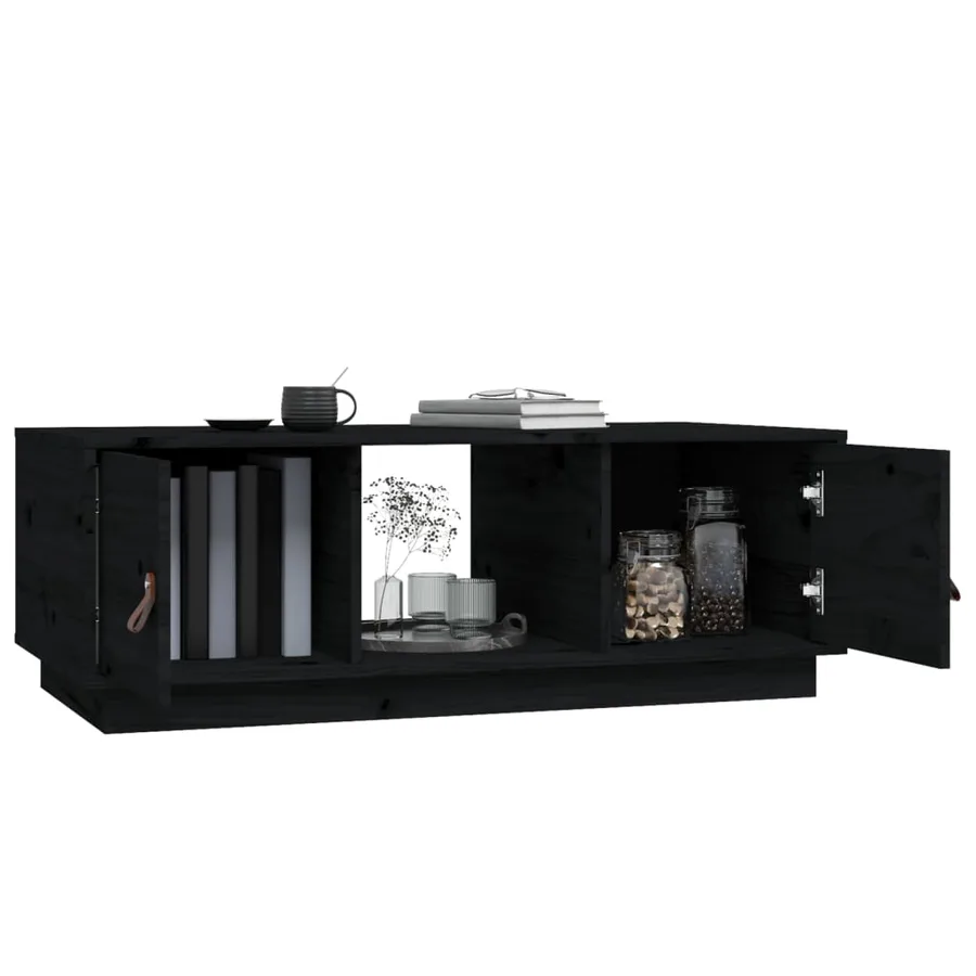 Table basse Noir 100x50x35 cm Bois massif de pin - 5