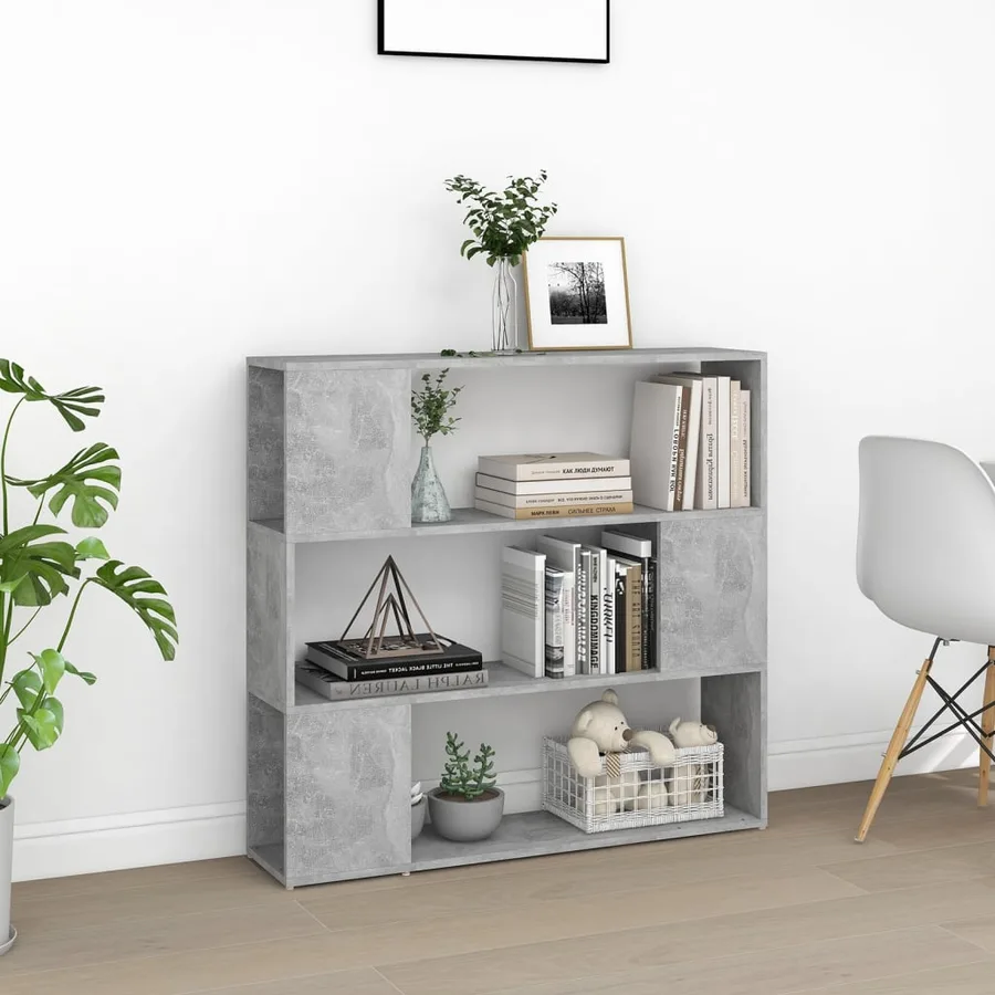 Bibliothèque/Séparateur de pièce Gris béton 100x24x94 cm - 3