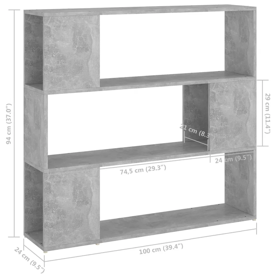 Bibliothèque/Séparateur de pièce Gris béton 100x24x94 cm - 7