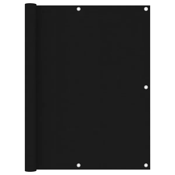 Écran de balcon Noir 120x600 cm Tissu Oxford