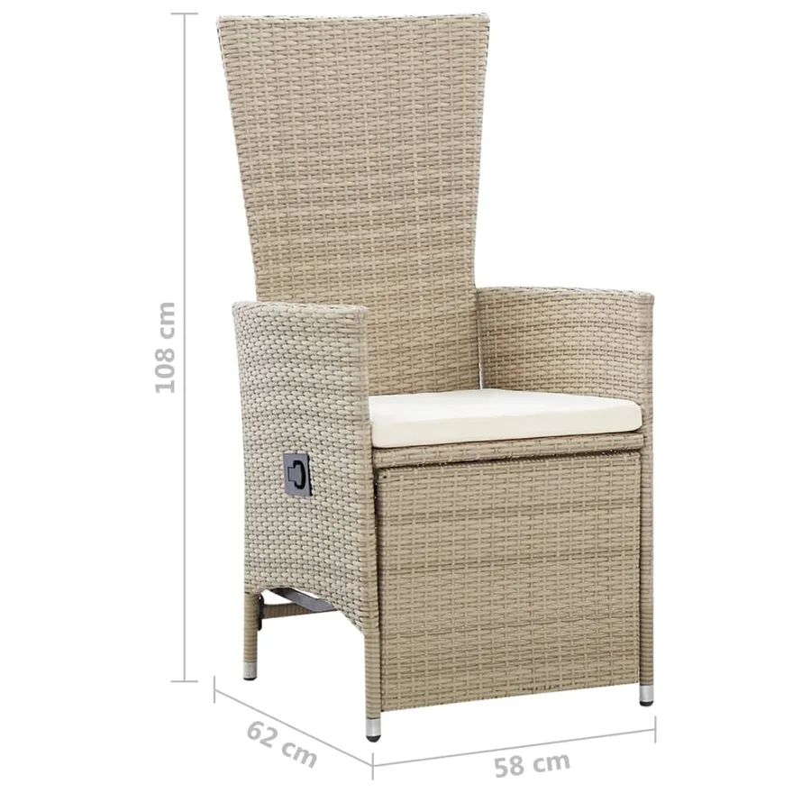 Ensemble à manger de jardin 7 pcs Résine tressée Beige - 19