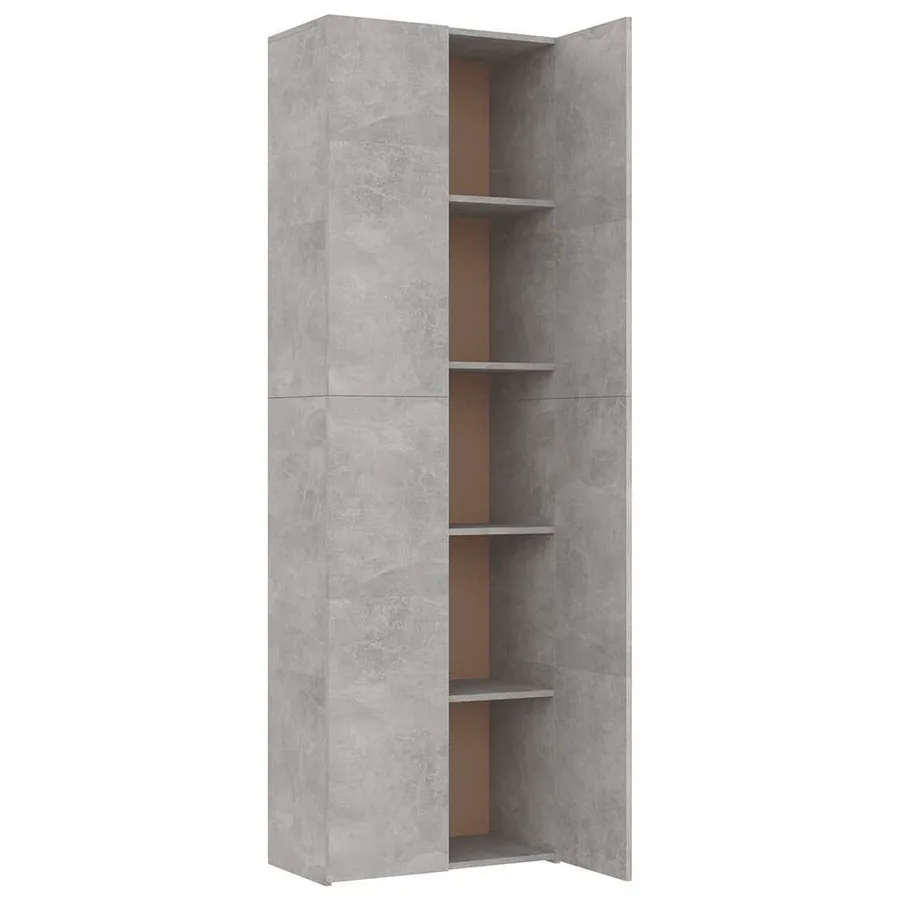 Armoire de bureau Gris béton 60x32x190 cm Bois d'ingénierie - 5
