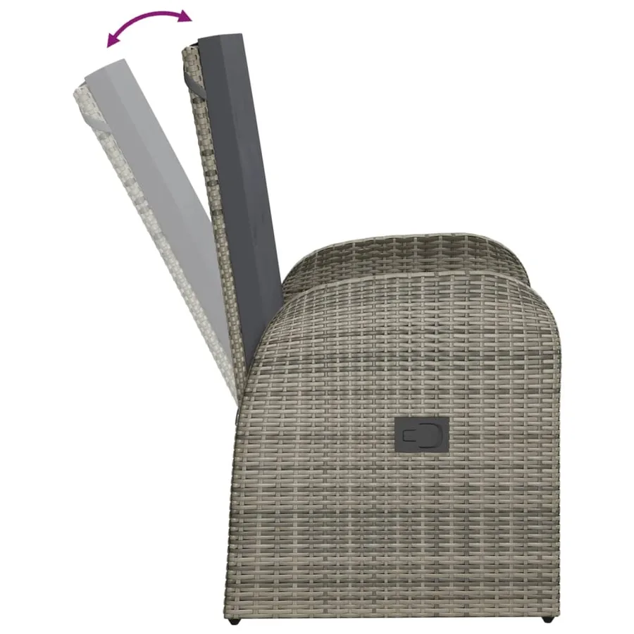 Chaise inclinable de jardin 2pc et coussins Résine tressée Gris - 6