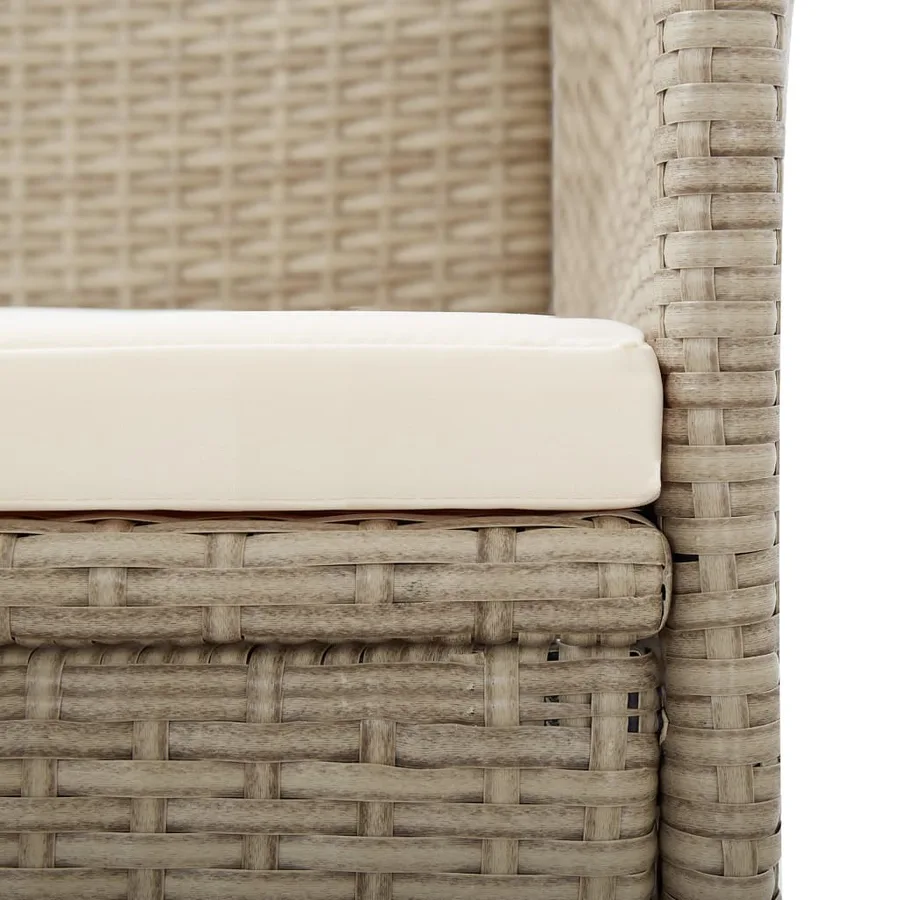 Chaises inclinables lot de 2 et coussins Résine tressée Beige - 7