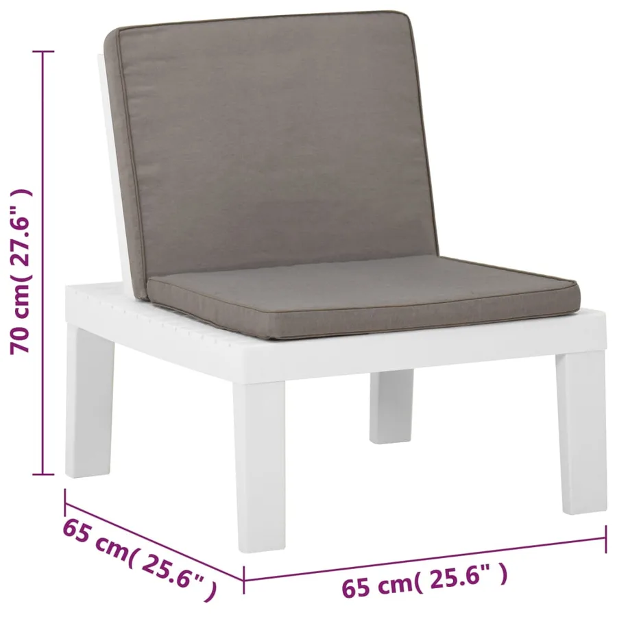 Salon de jardin 4 pcs avec coussins Plastique Blanc - 17