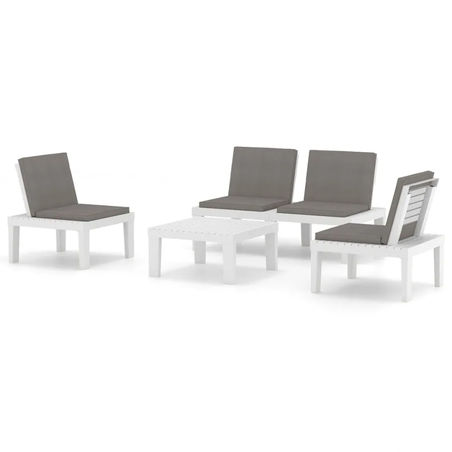 Salon de jardin 4 pcs avec coussins Plastique Blanc - 2
