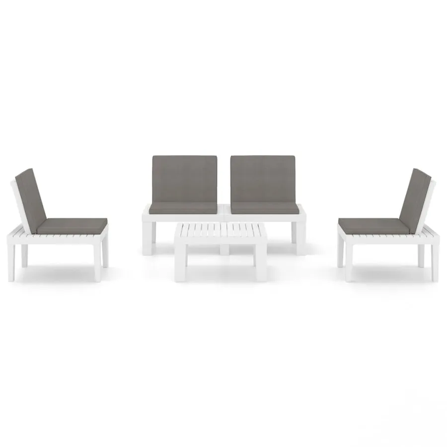 Salon de jardin 4 pcs avec coussins Plastique Blanc - 3