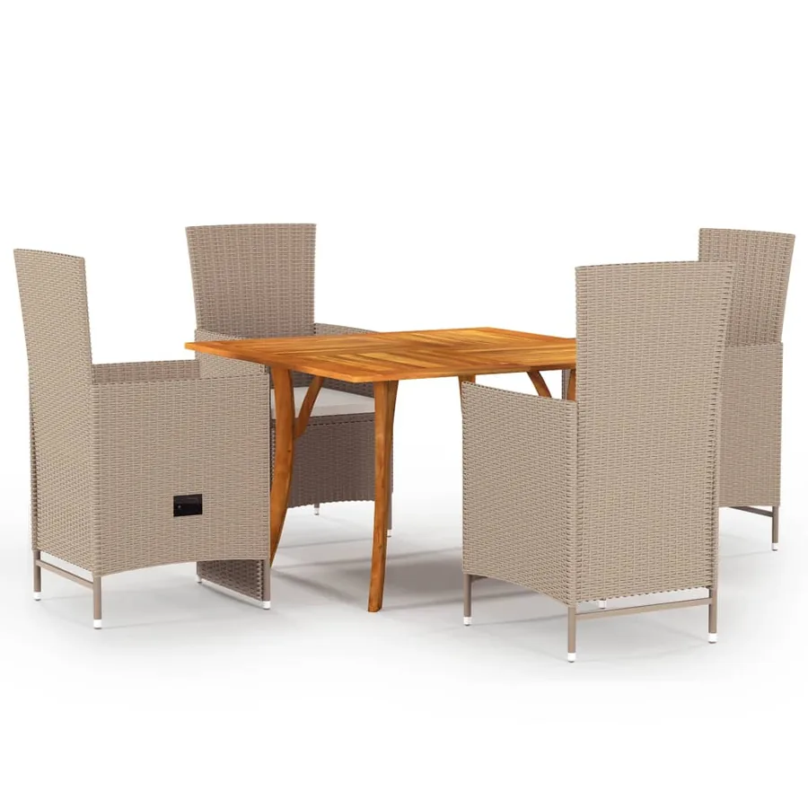 Ensemble à manger de jardin 5 pcs beige