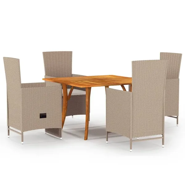 Ensemble à manger de jardin 5 pcs beige