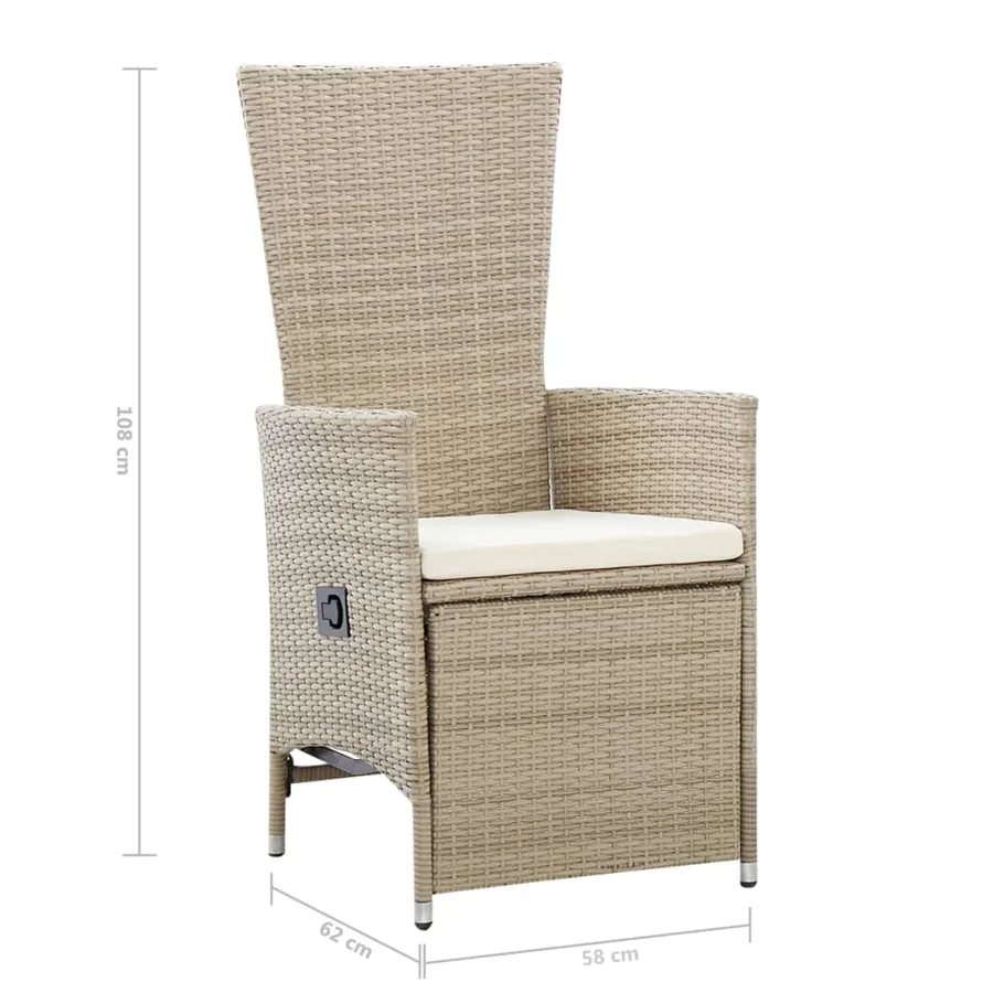 Ensemble à manger de jardin 5 pcs beige - 11