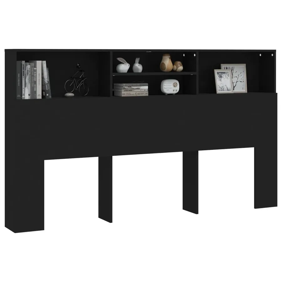 Armoire de tête de lit Noir 180x19x103,5 cm - 5