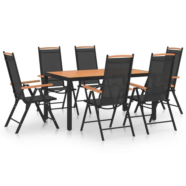 Ensemble à manger de jardin 7 pcs Aluminium Noir