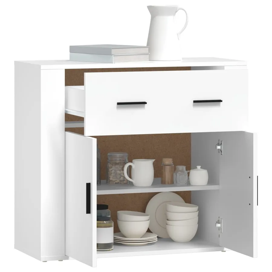 Buffet Blanc 80x33x70 cm Bois d'ingénierie - 7