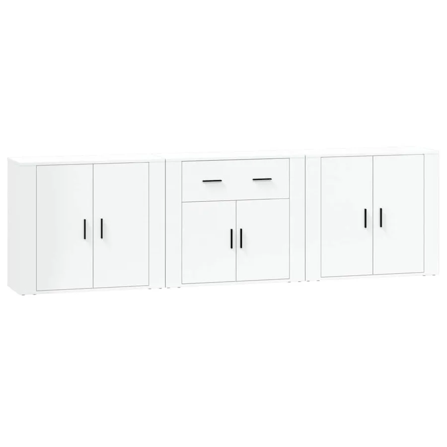 Buffets 3 pcs Blanc Bois d'ingénierie - 2