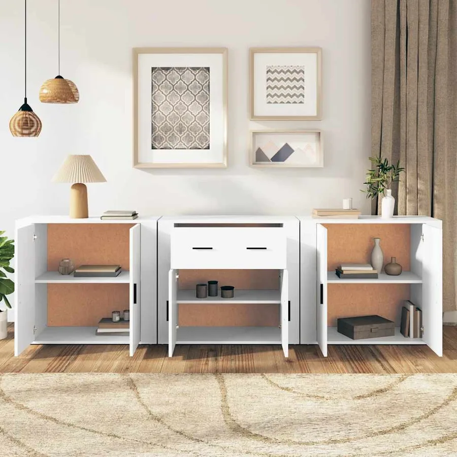 Buffets 3 pcs Blanc Bois d'ingénierie - 3