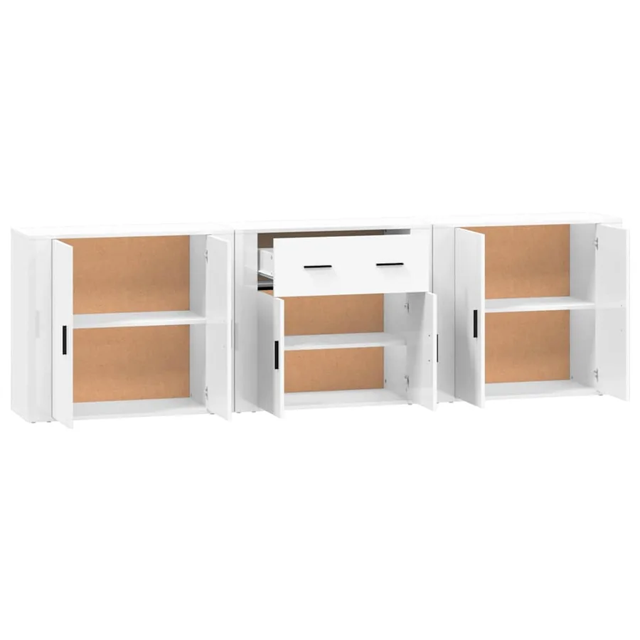 Buffets 3 pcs Blanc Bois d'ingénierie - 5
