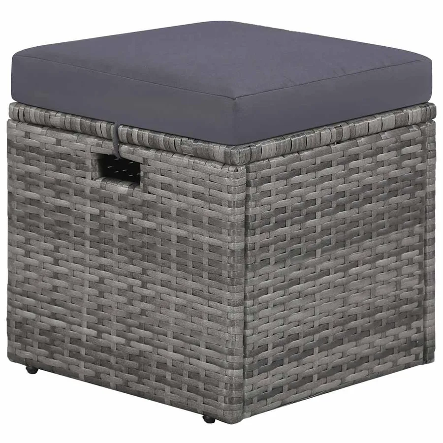 Salon de jardin 4 pcs avec coussins Résine tressée Gris - 5