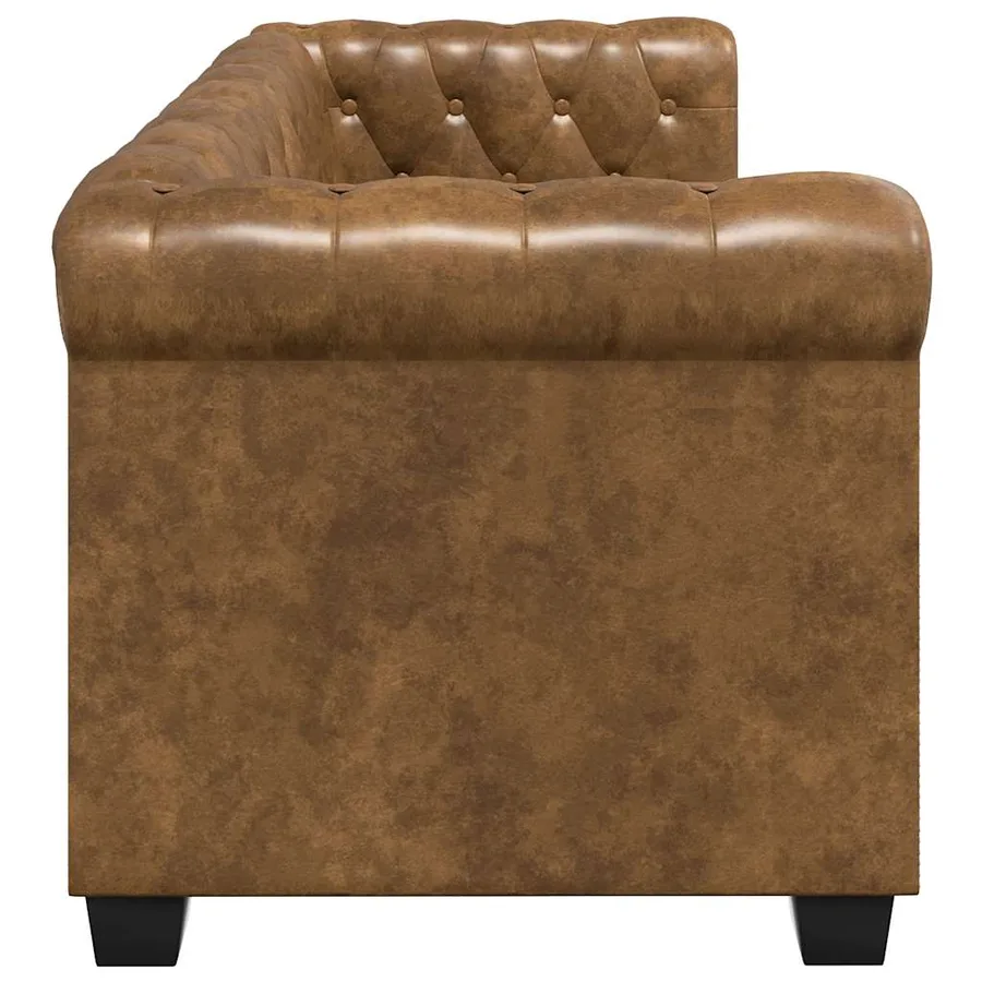 Canapé Chesterfield 2 places cuir artificiel marron - 4