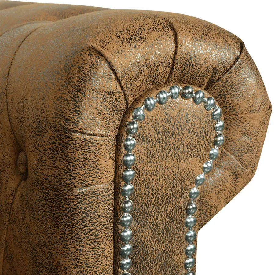 Canapé Chesterfield 2 places cuir artificiel marron - 6