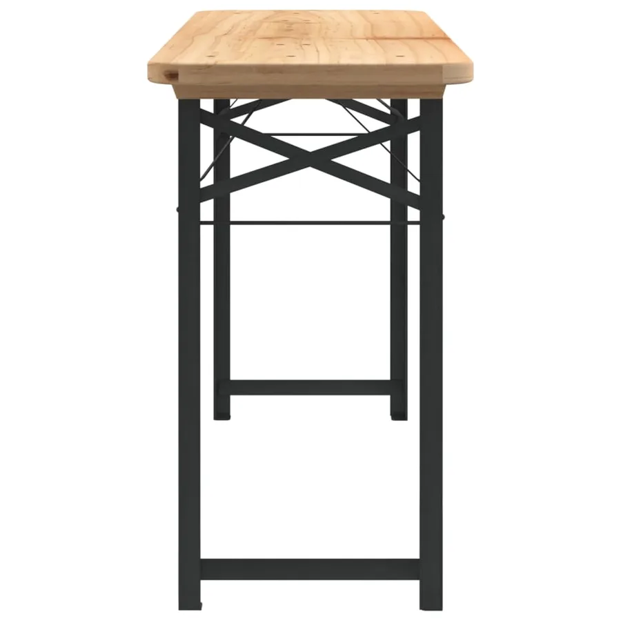 Ensemble de tables à bière pliantes 3 pcs bois massif de sapin - 10