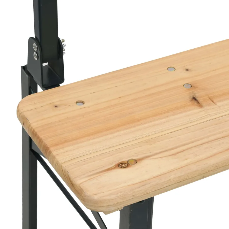Ensemble de tables à bière pliantes 3 pcs bois massif de sapin - 11