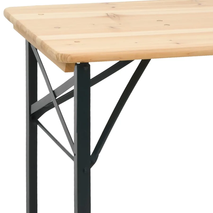 Ensemble de tables à bière pliantes 3 pcs bois massif de sapin - 12