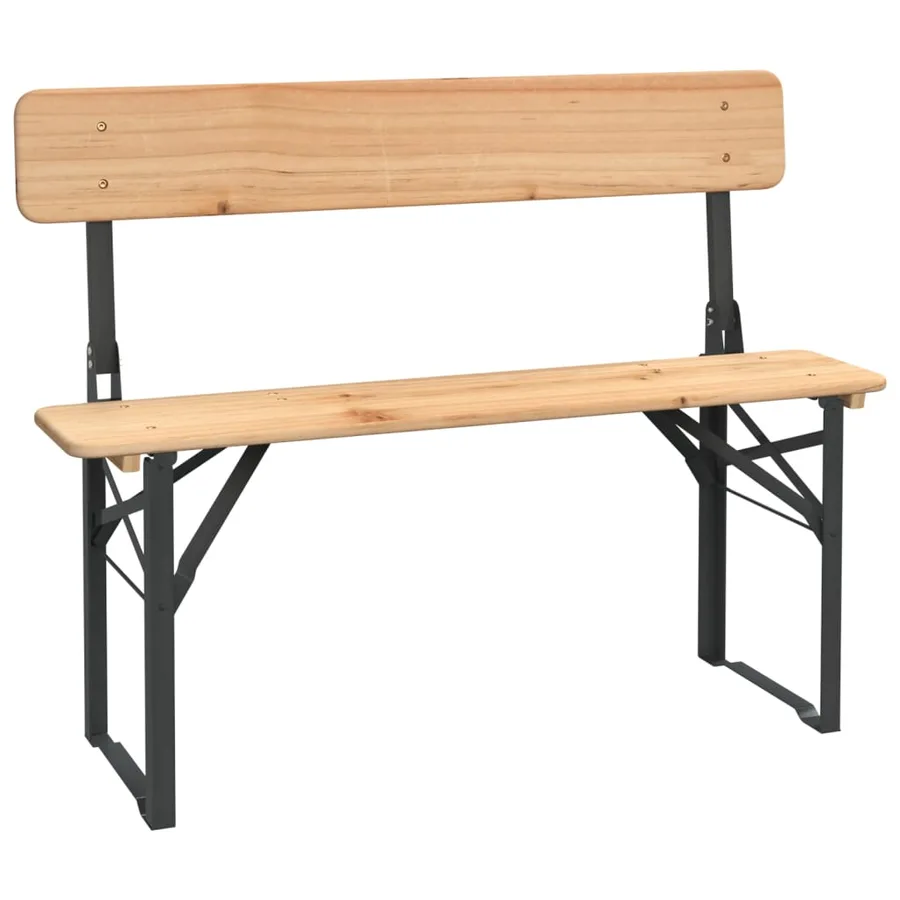 Ensemble de tables à bière pliantes 3 pcs bois massif de sapin - 4