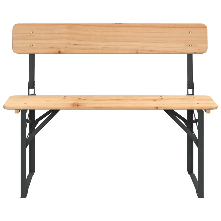 Ensemble de tables à bière pliantes 3 pcs bois massif de sapin - 5