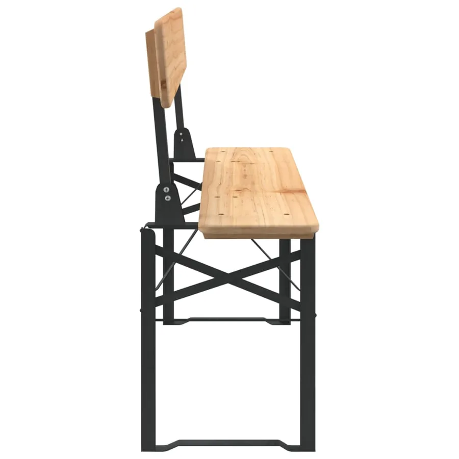 Ensemble de tables à bière pliantes 3 pcs bois massif de sapin - 6