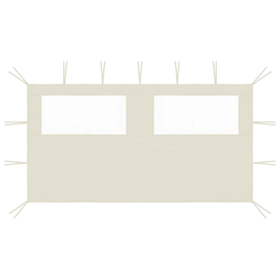 Paroi latérale de belvédère avec fenêtres 4x2 m Crème