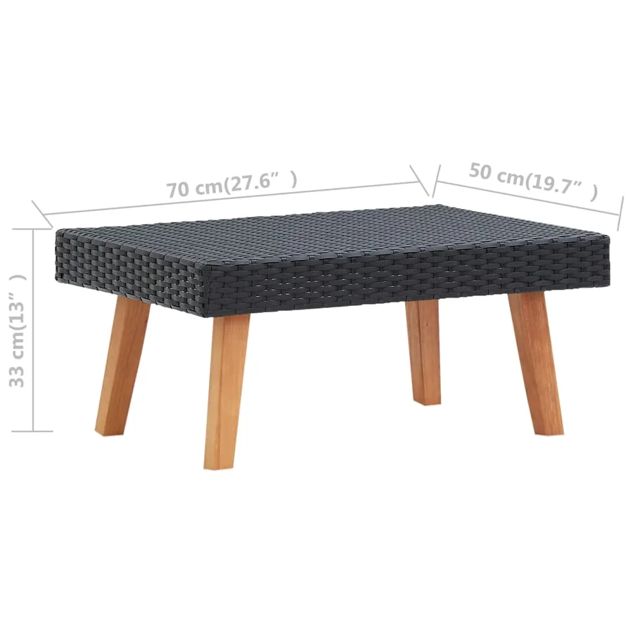 Table basse de jardin Résine tressée Noir - 5