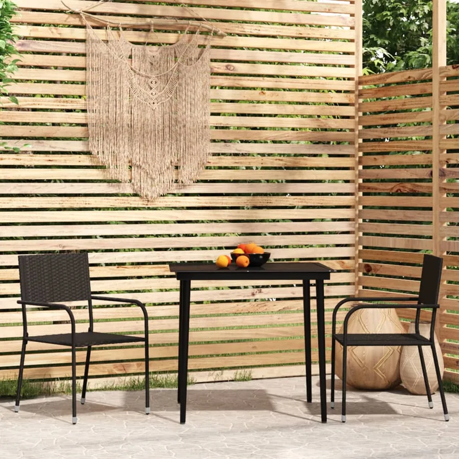 Ensemble à manger de jardin 3 pcs Noir