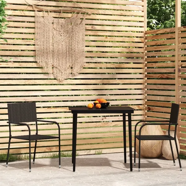 Ensemble à manger de jardin 3 pcs Noir