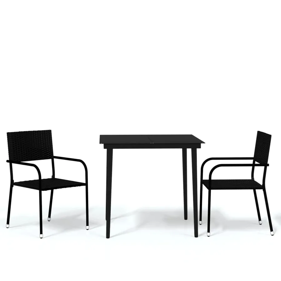 Ensemble à manger de jardin 3 pcs Noir - 2