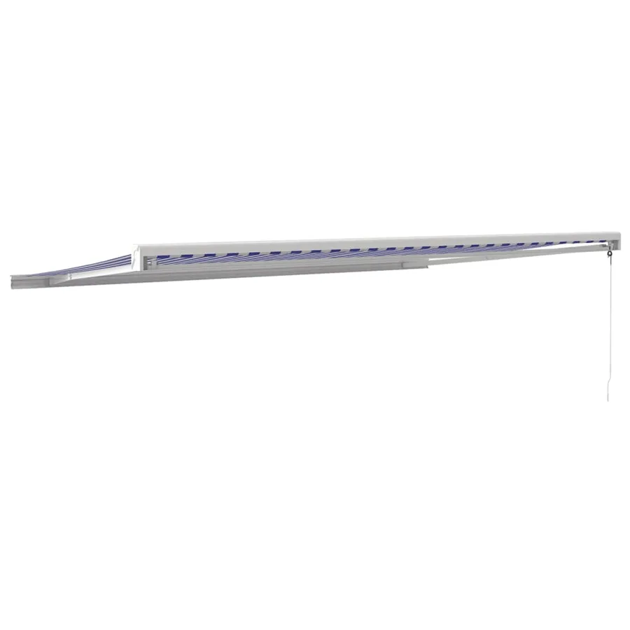 Auvent rétractable bleu et blanc 5x3 m tissu et aluminium - 5