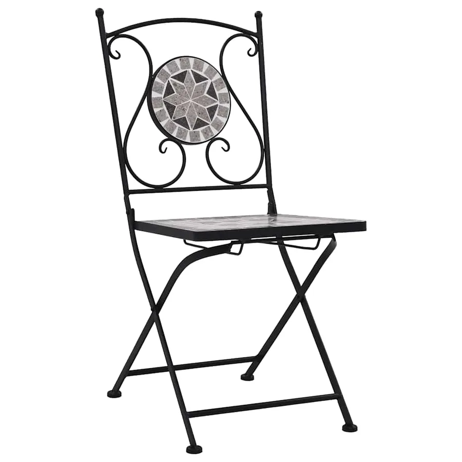 Chaises de bistrot mosaïque 2 pcs Gris - 2