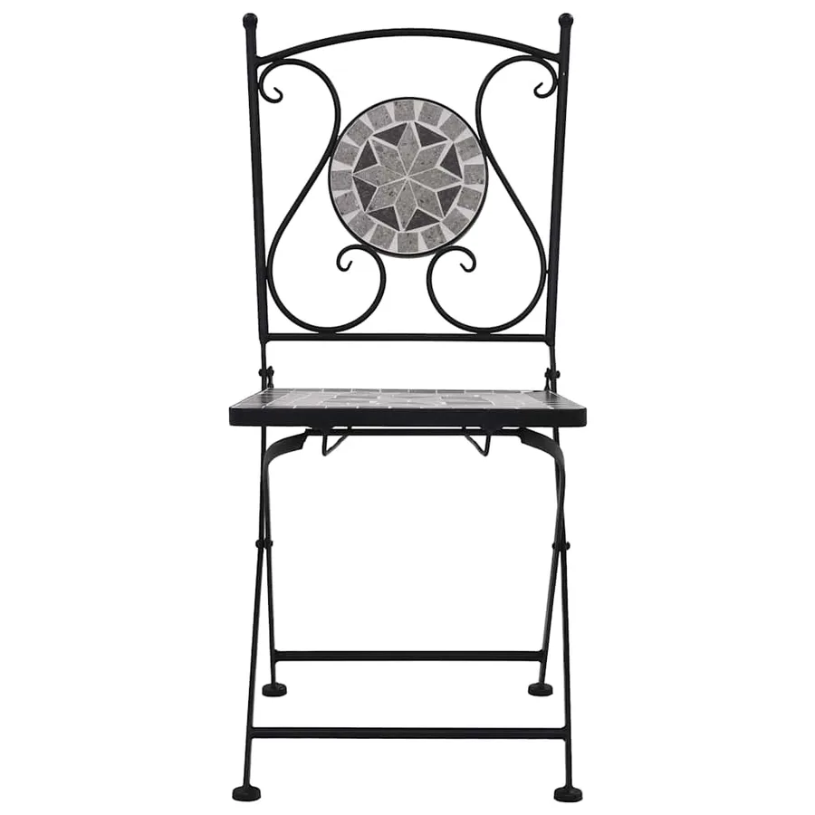 Chaises de bistrot mosaïque 2 pcs Gris - 3