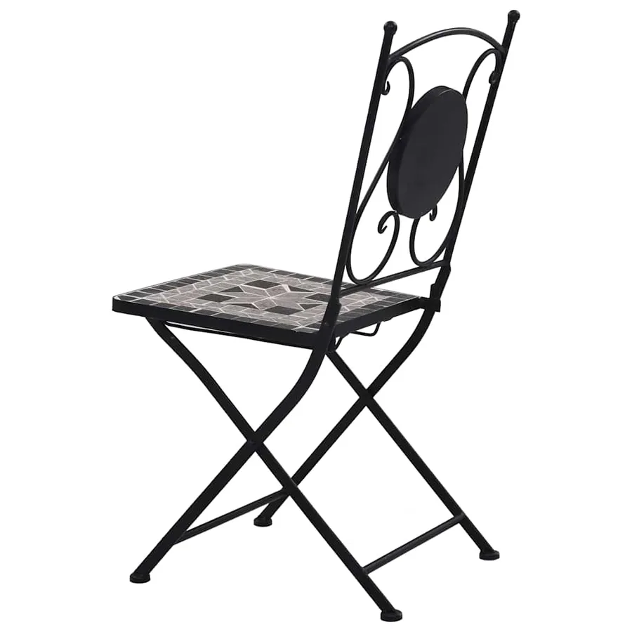 Chaises de bistrot mosaïque 2 pcs Gris - 4