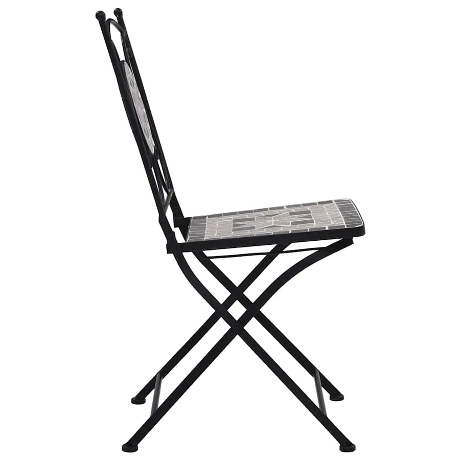 Chaises de bistrot mosaïque 2 pcs Gris - 6