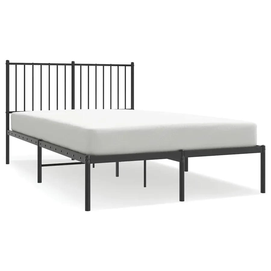 Cadre de lit métal sans matelas avec tête de lit noir 120x190cm - 2