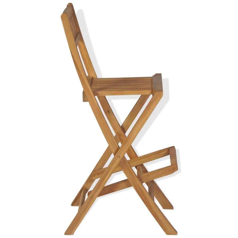 Mobilier de bistro 3pcs et chaises pliables Bois de teck solide - 10