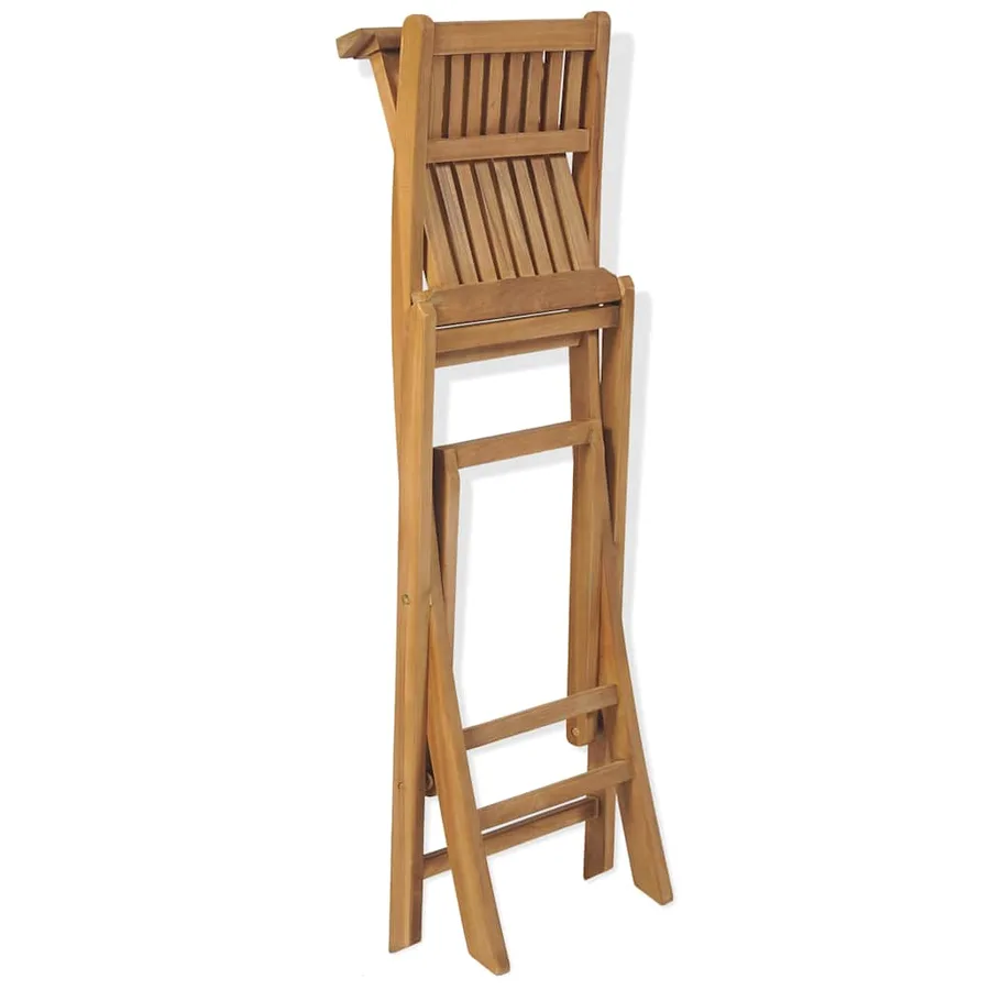 Mobilier de bistro 3pcs et chaises pliables Bois de teck solide - 11