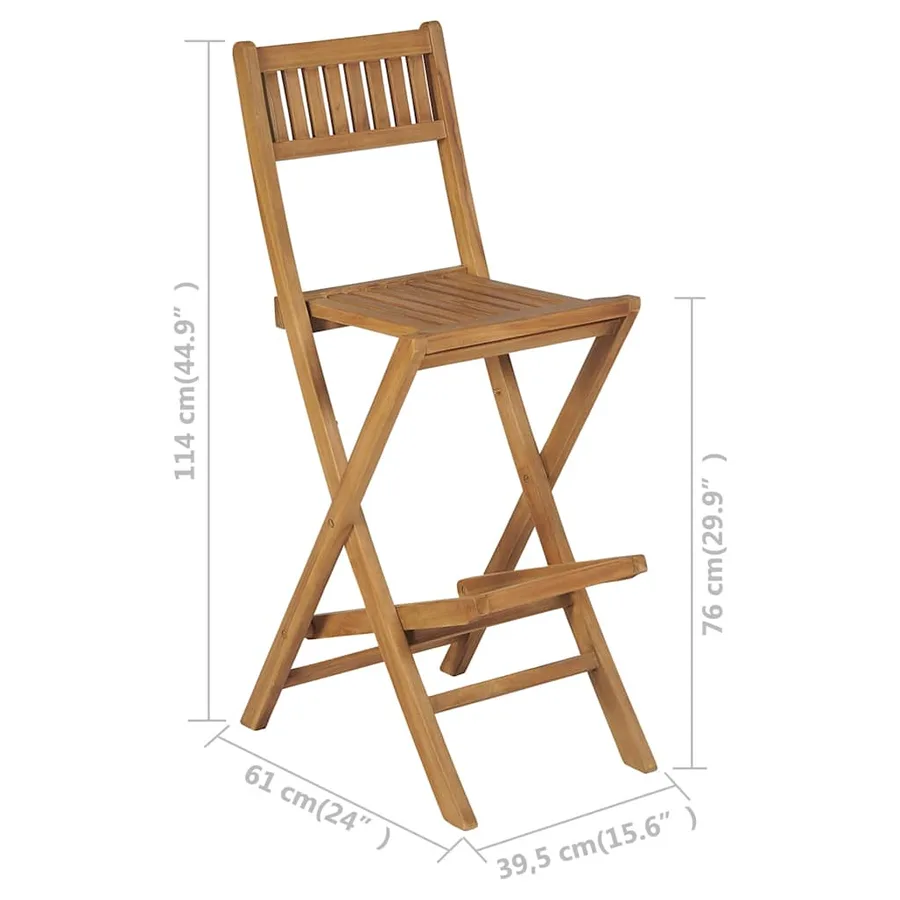 Mobilier de bistro 3pcs et chaises pliables Bois de teck solide - 18