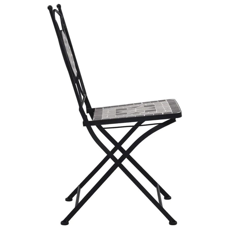 Mobilier de bistro 3 pcs mosaïque Carreaux céramiques Gris - 11
